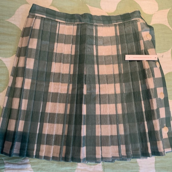 Lisa Says Gah green/white pleated wool skirt - Picture 1 of 4